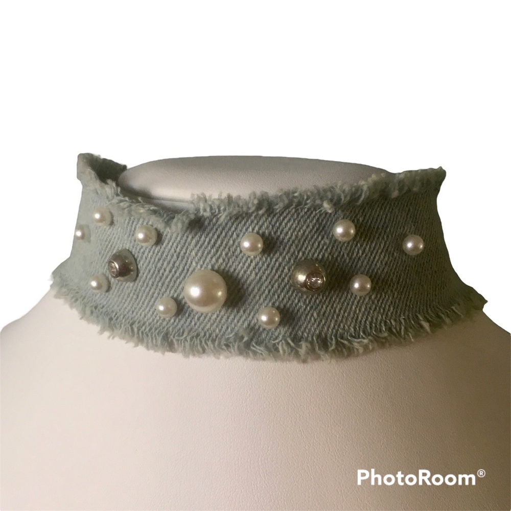Denim & Pearls Choker